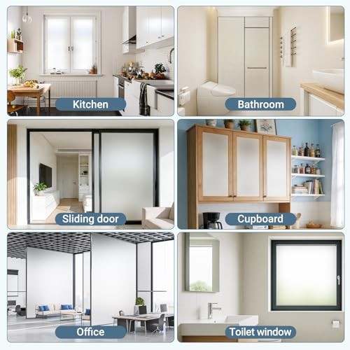 Lovepea Frosted Glass Window Privacy Film 24 Hour Two Way 17.5 x 78.7 Inch Pure