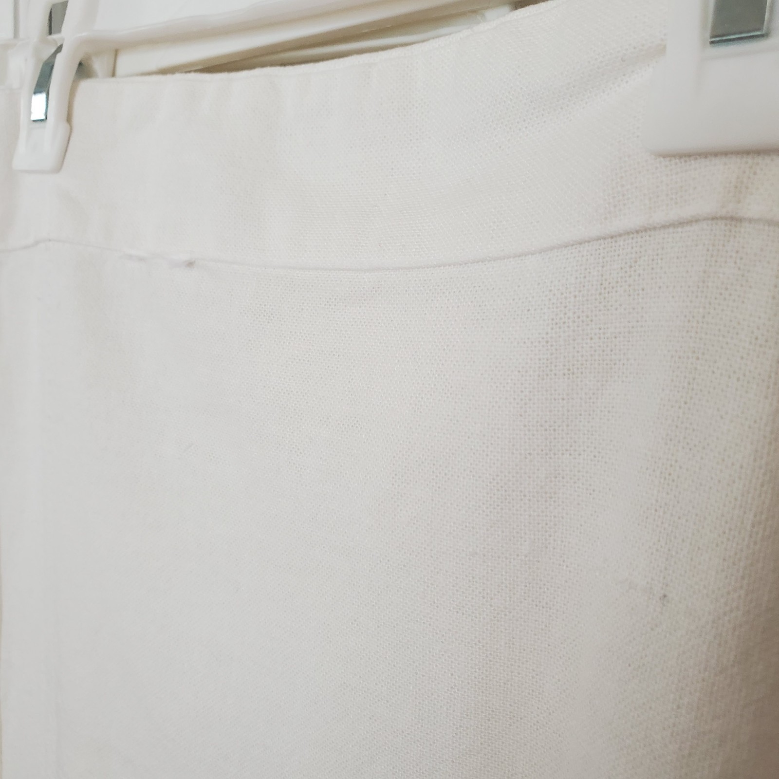 2 Vtg White Rod Pocket Curtain Panels Cotton or Linen 27×34″ Each 54″ Wide Total