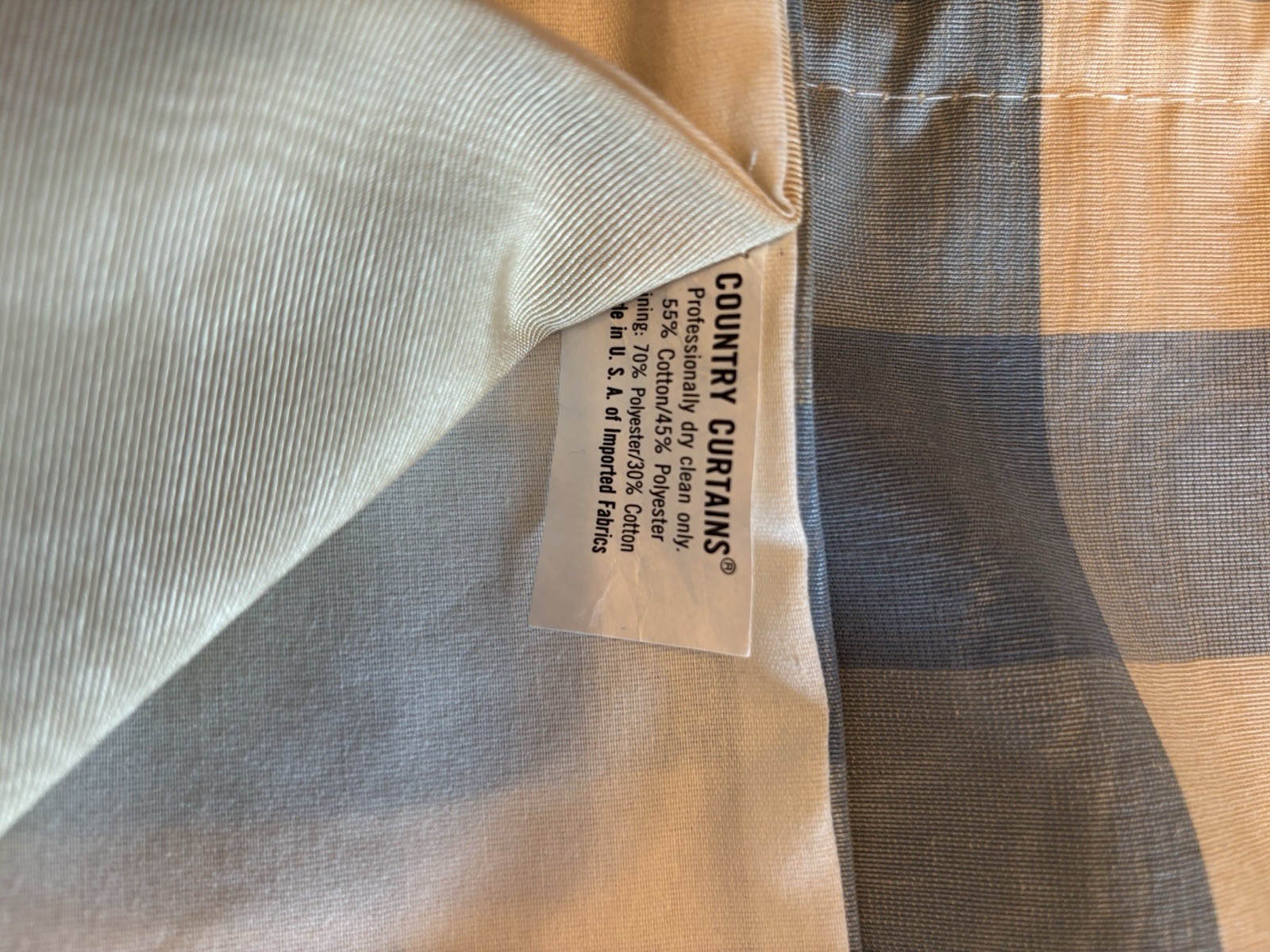 Country Curtains Ascot Valance Plaid Rod Pocket 51×15 Blue and Beige
