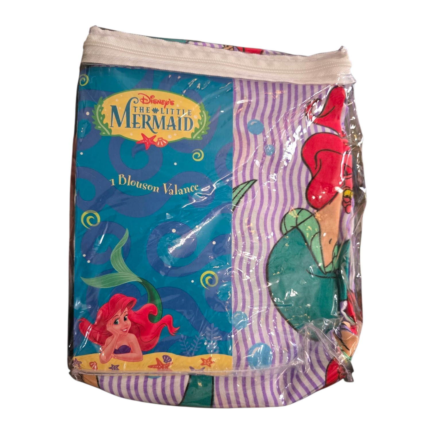 Vintage Disney Little Mermaid Ariel Striped Blouson Valance NOS Retro 90s Room