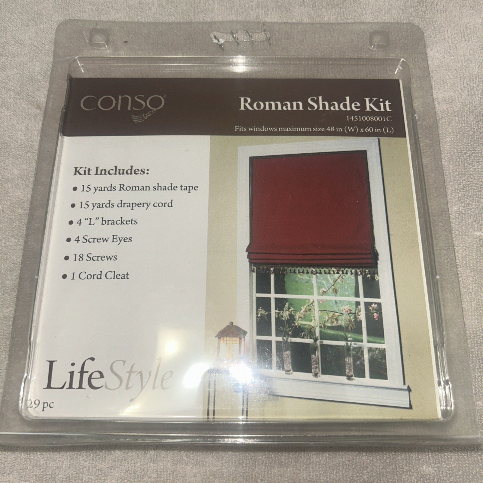 Conso Roman Shade Hardware Kit Window Home Decor Curtain 48″ x 60″