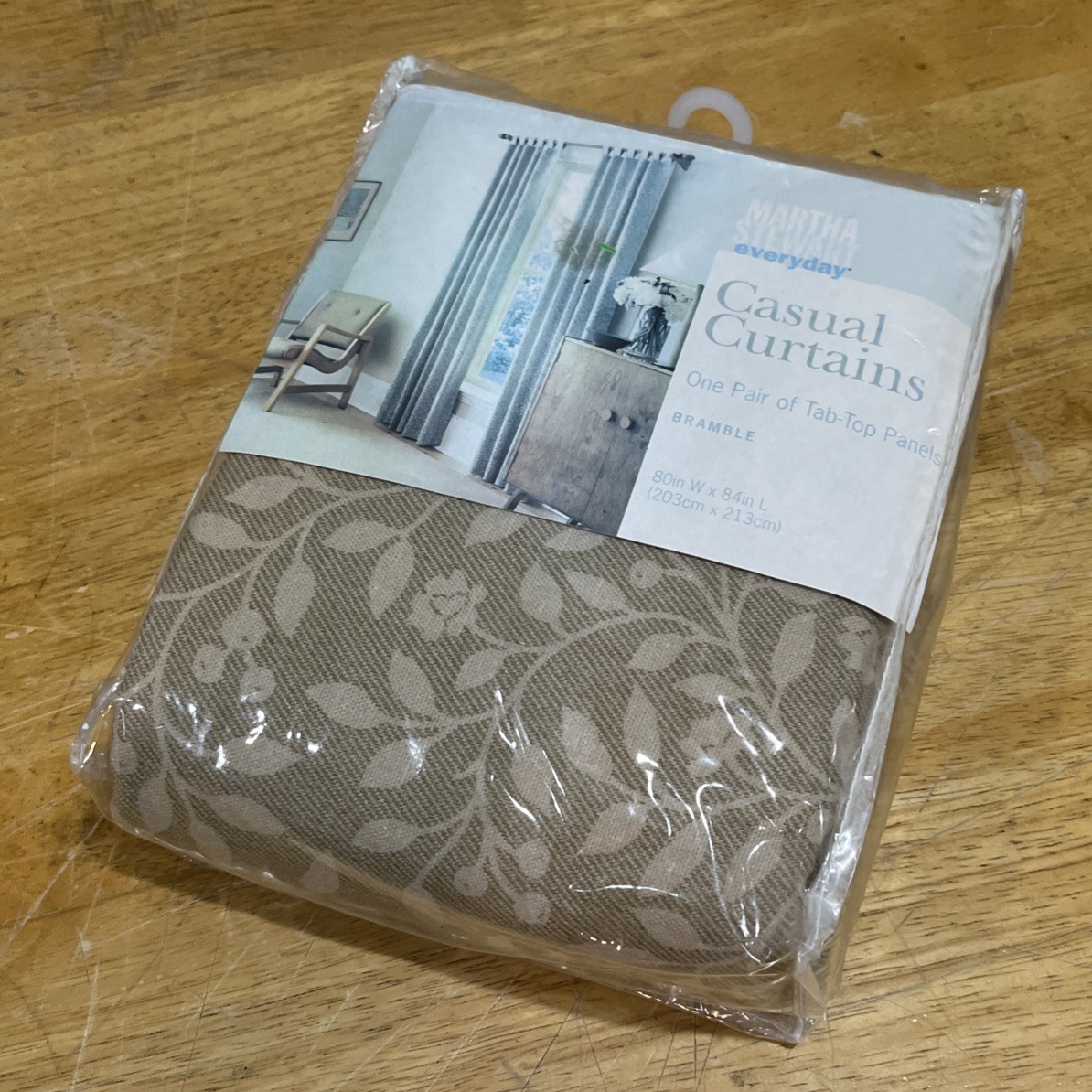 Martha Stewart Everyday Bramble Beige Cotton Neutral Tan Tab-Top Curtains 80×84