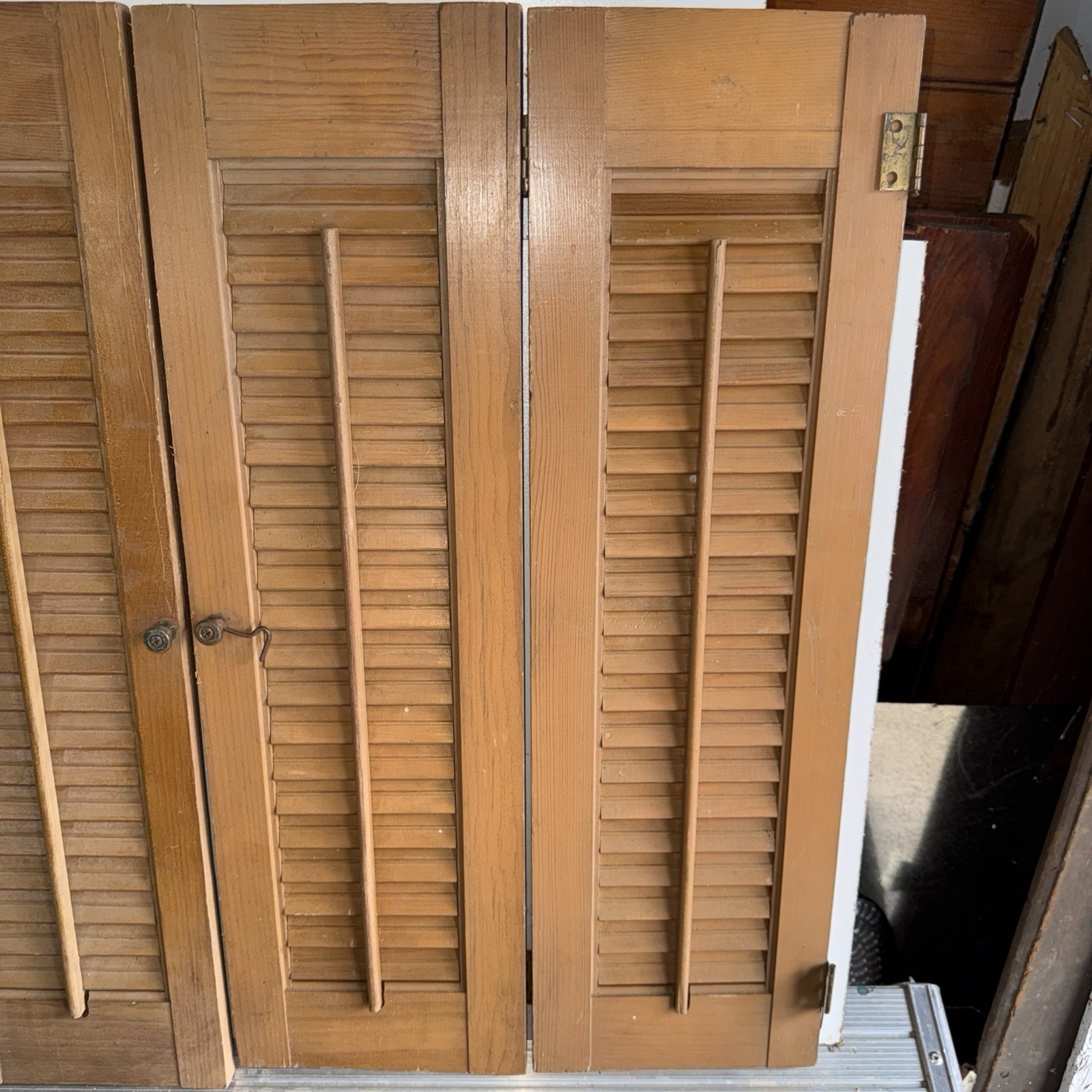 Wooden Shutters For Interior Use 31 1/2 X 26 1/2 Painted Light Brown