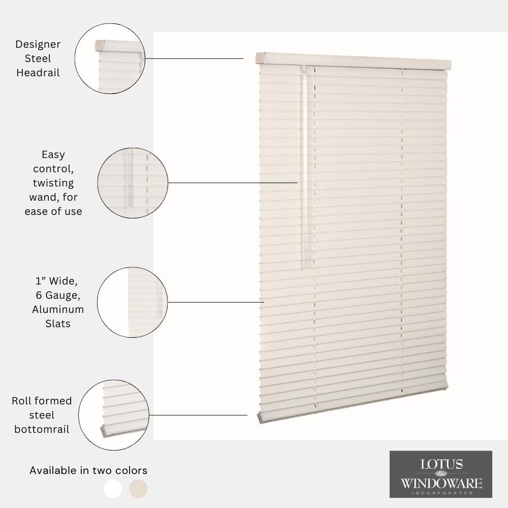 Lotus & Windoware Lotus Windoware Cordless 1 Aluminum Mini Blind 46.5 Wide X 60