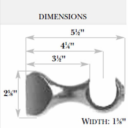 Kirsch Wood Trend Classic 4 1/2″ Return Center Bracket :1-3/8″ pole, Mahogany