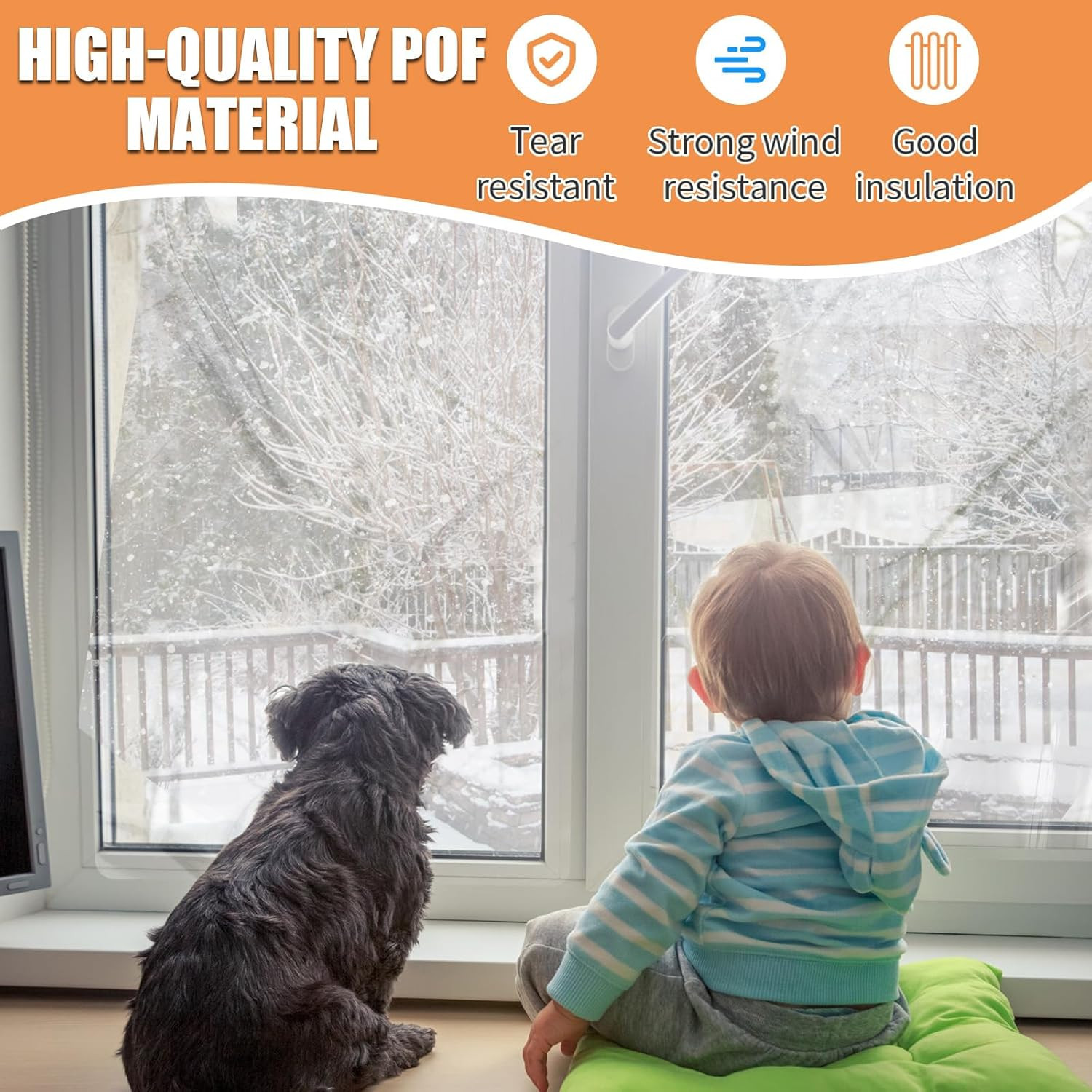 62×236In Window Insulation Kit for Winter- Thicken Indoor 5-Window Plastic for W