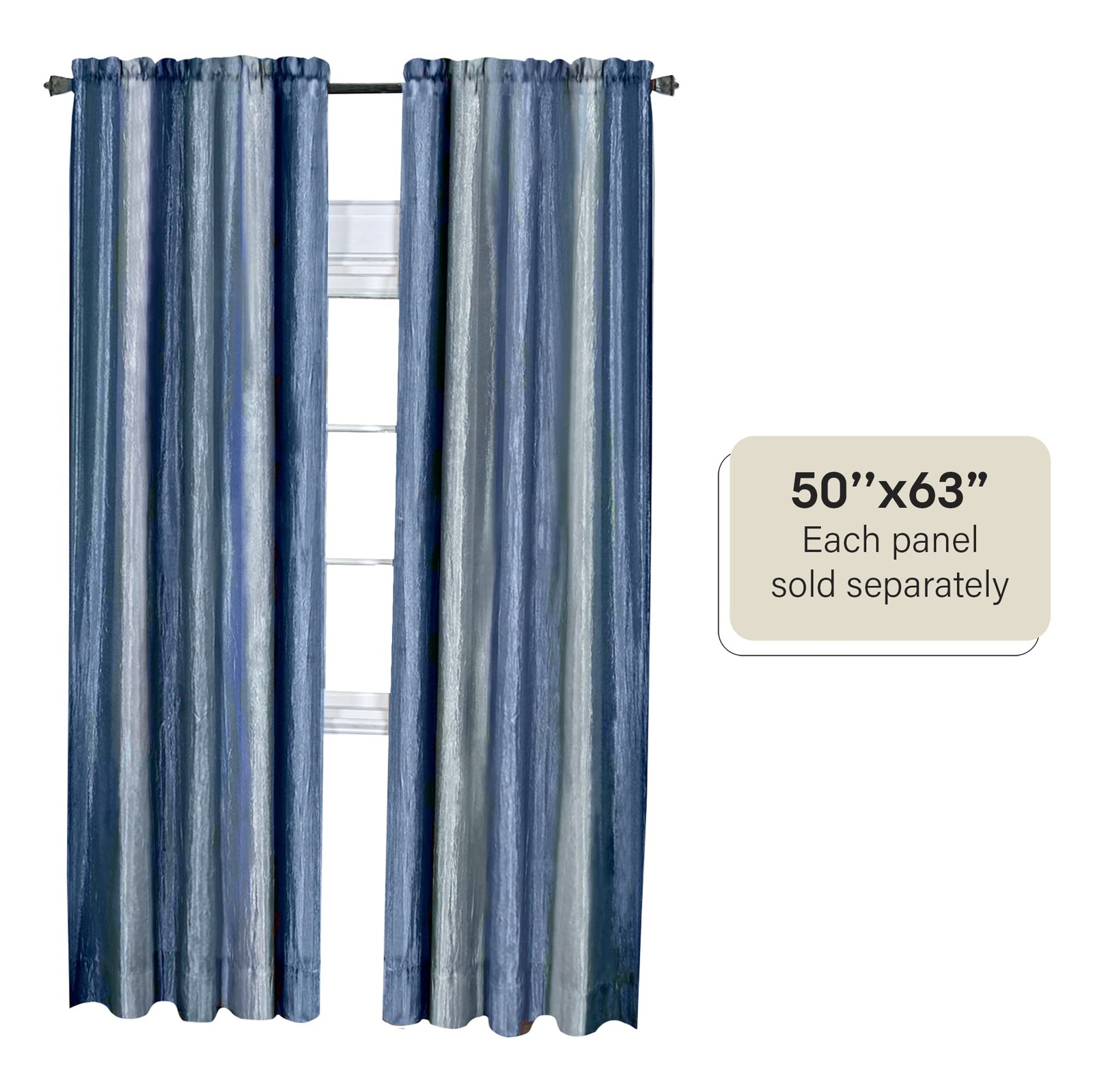 Ombre Panel Light Filtering Semi-Sheer Window Curtain – 63 Inch Length, 50 In…