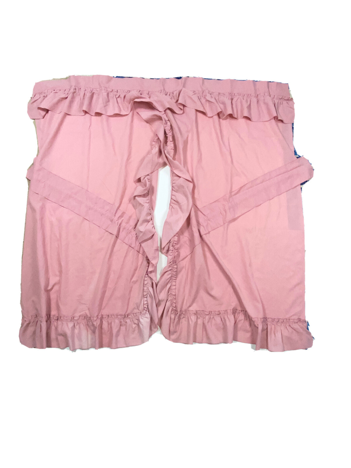 2 Vintage 60s Pink Ruffle Curtains Drapes Window Treatments Rare Handmade Decor