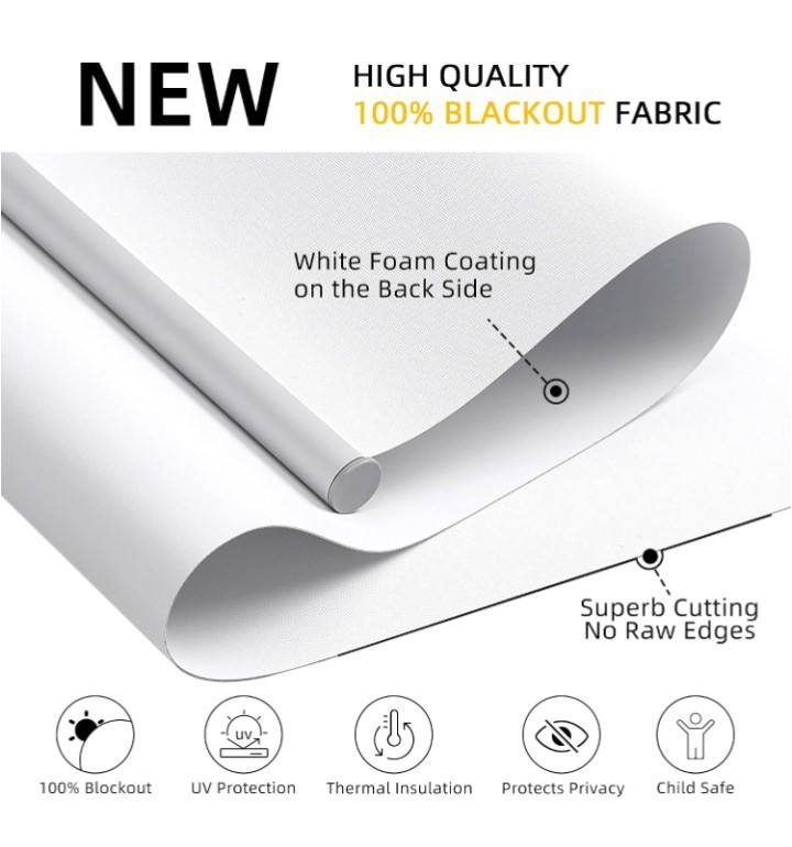 CHRISDOWA Blackout Cordless Roller Shade Blind White 47 x 72 in