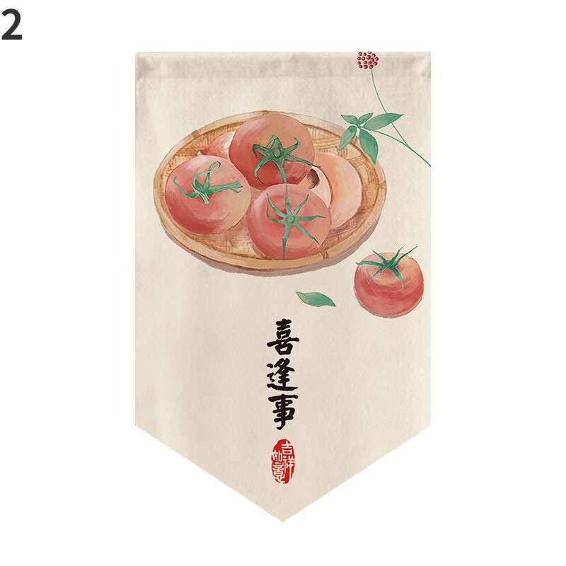 1X Chinese Noren Curtain Food Pattern Kitchen Door Short Drape Home DIY Decors