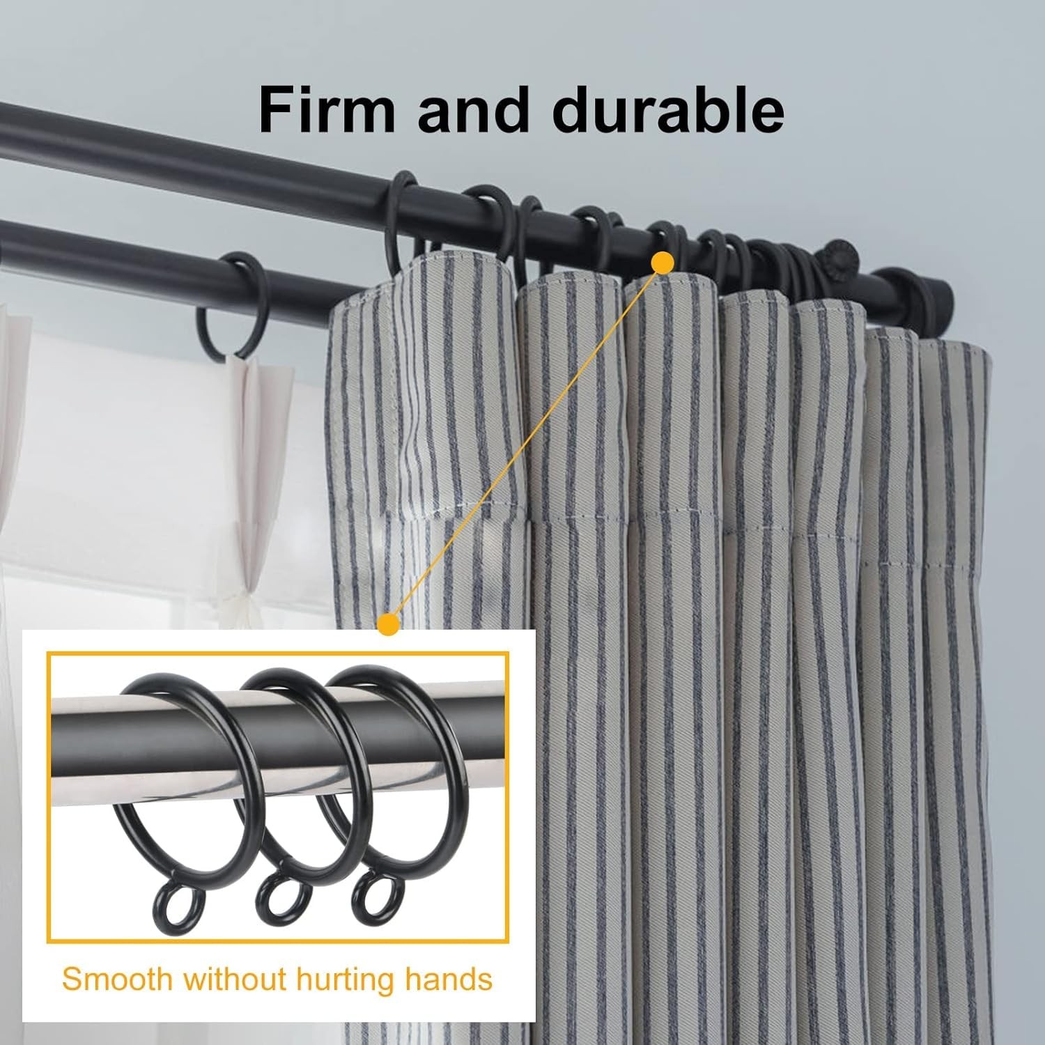 30 Pcs of 1.25 Inch Black Drapery Curtain Ring, Eau Small inches,