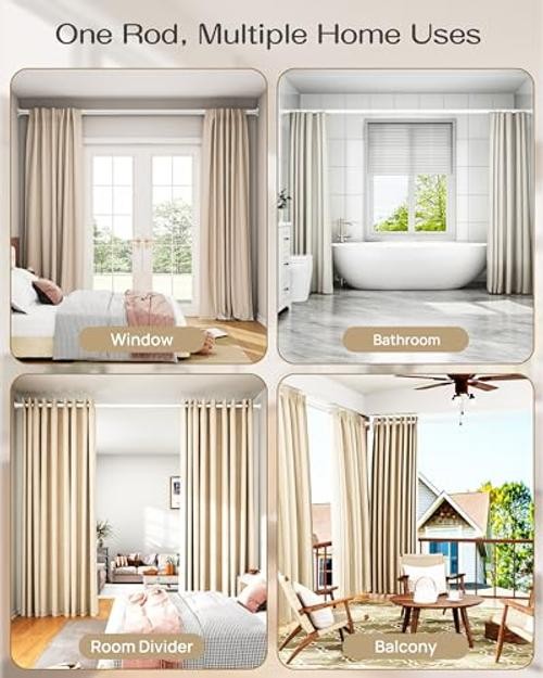 Heavy Duty Tension Curtain Rod by , 42 to 123 Inches, Anti 42-123 Inches White
