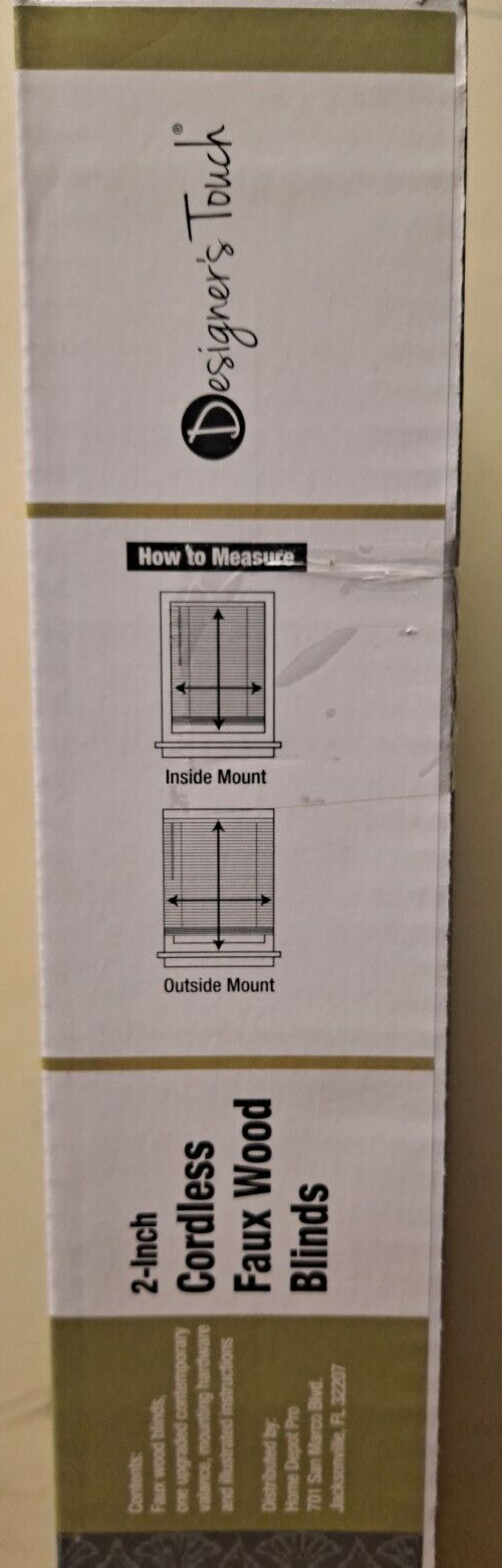 Designers Touch 3588795 White Cordless 2″ Faux Wood Blind 23″ W X 72″ L