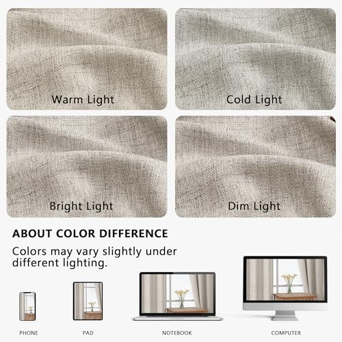 2 Panels Kitchen Curtains 36 Inch Length, Faux 30″W x 36″L (Pack of 2) Linen