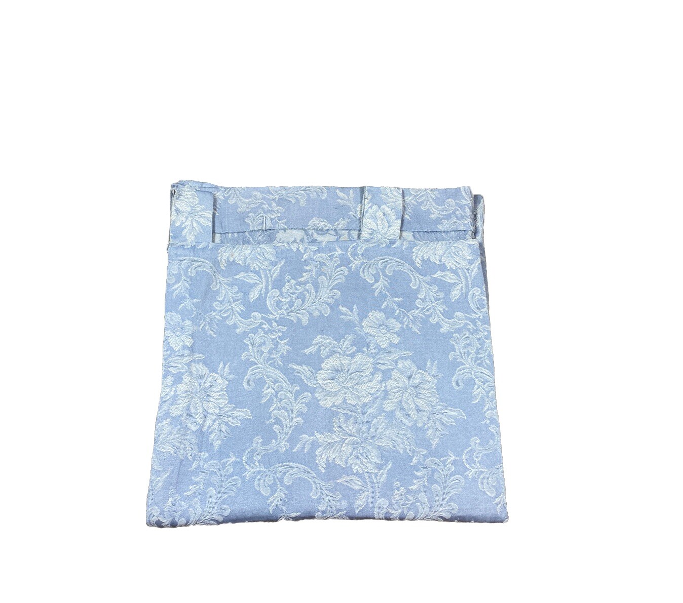 1 Vintage Burlington Curtain Tab Top Panel 80 Long Light Blue White Embroidered