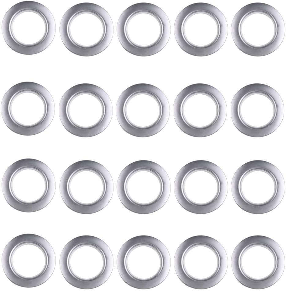 DIY Silver Curtain Grommets – 20 Durable ABS Rings, Inner 1.6” Diameter