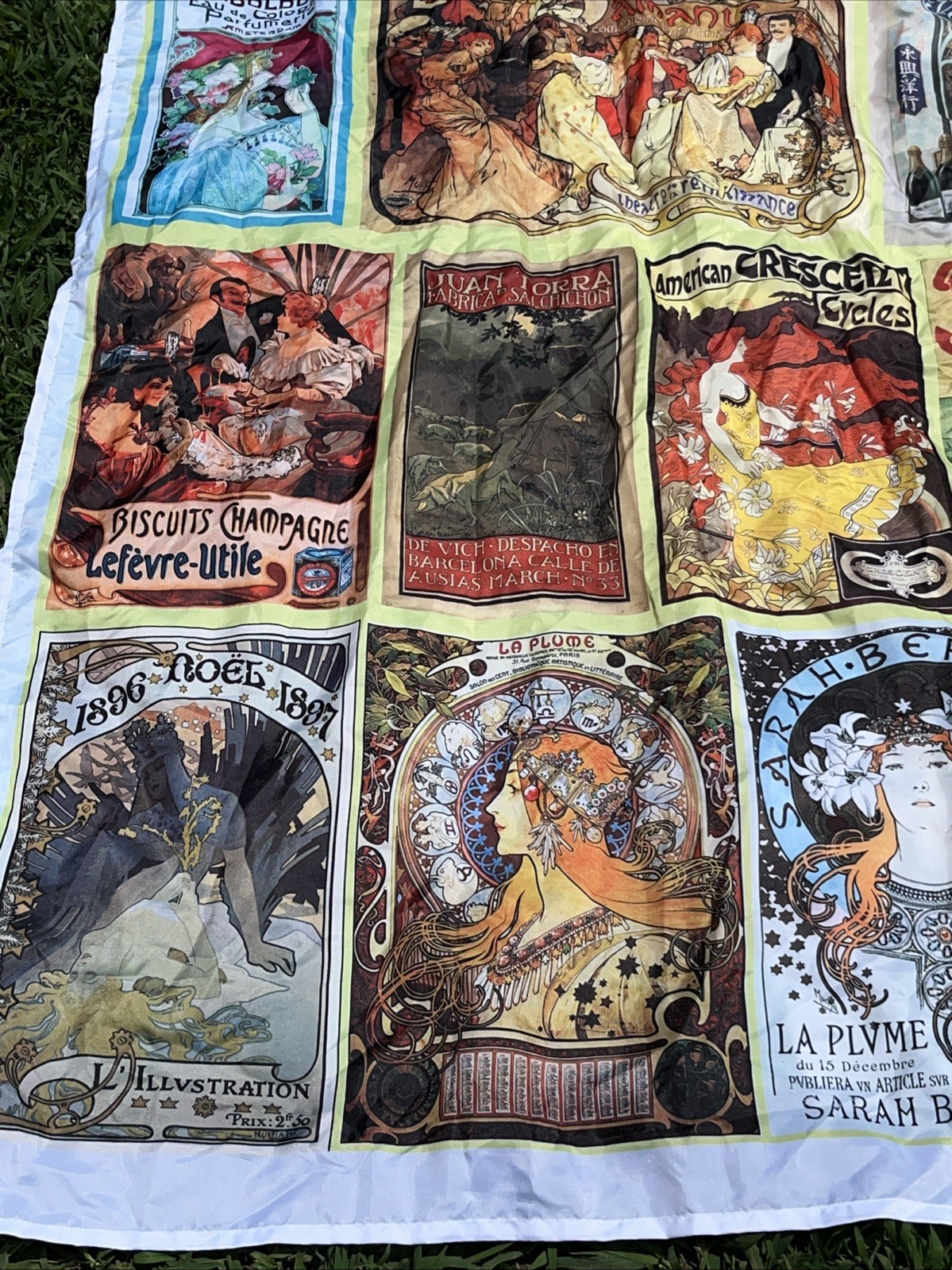 Art Nouveau Advertisements Collage Decorative Fabric Shower Curtain RARE *Read
