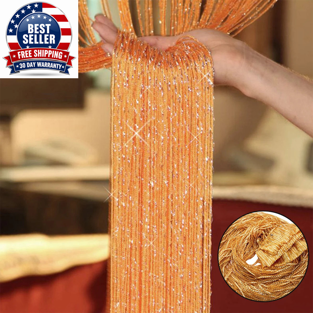 String Door Curtain Glitter Door String Curtain Silver Ribbon Shiny Tassel Flash