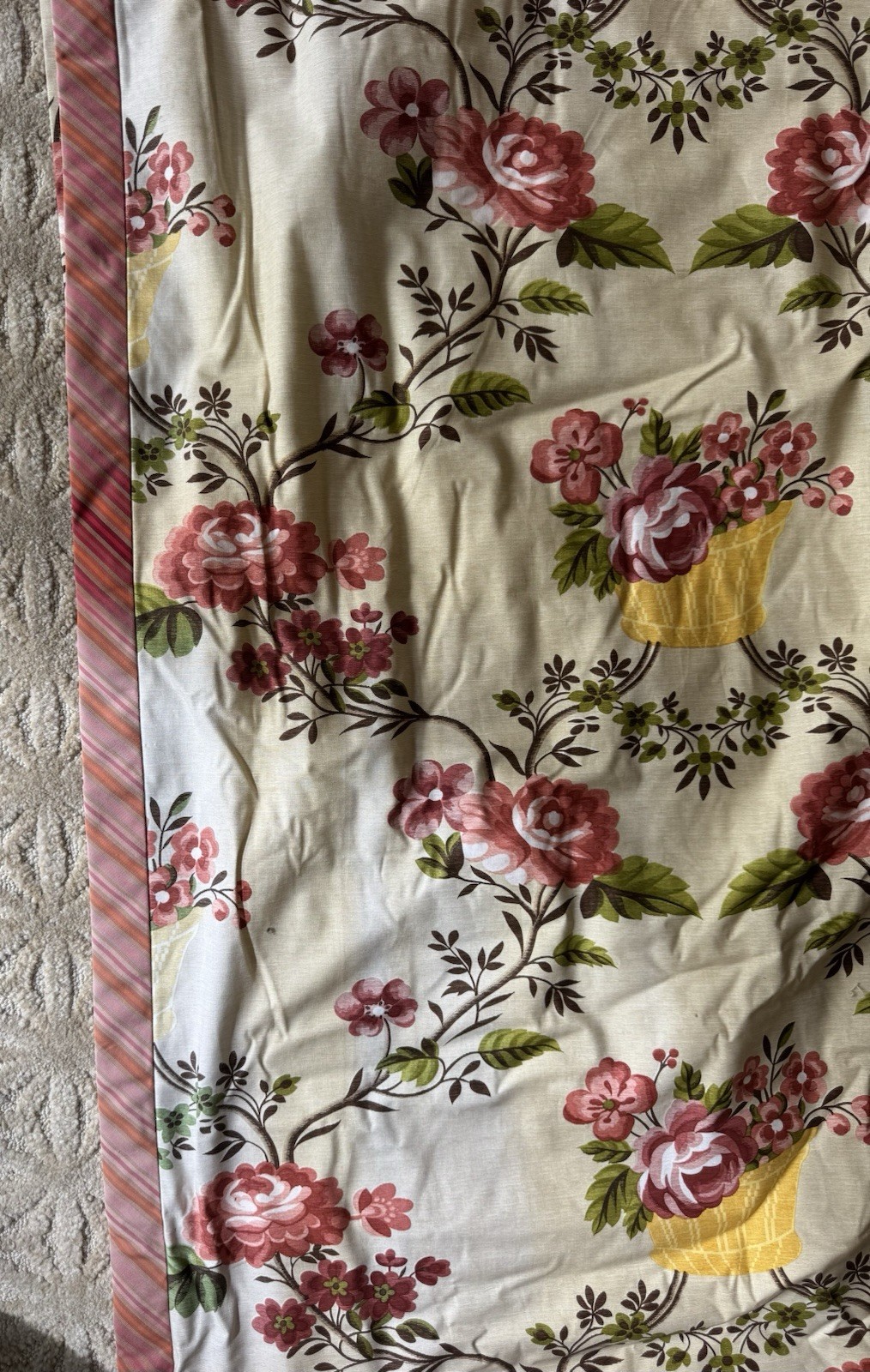 Custom Floral Pinch Pleat Drapery Panels 72×96 Lined Interlined Estate Quality
