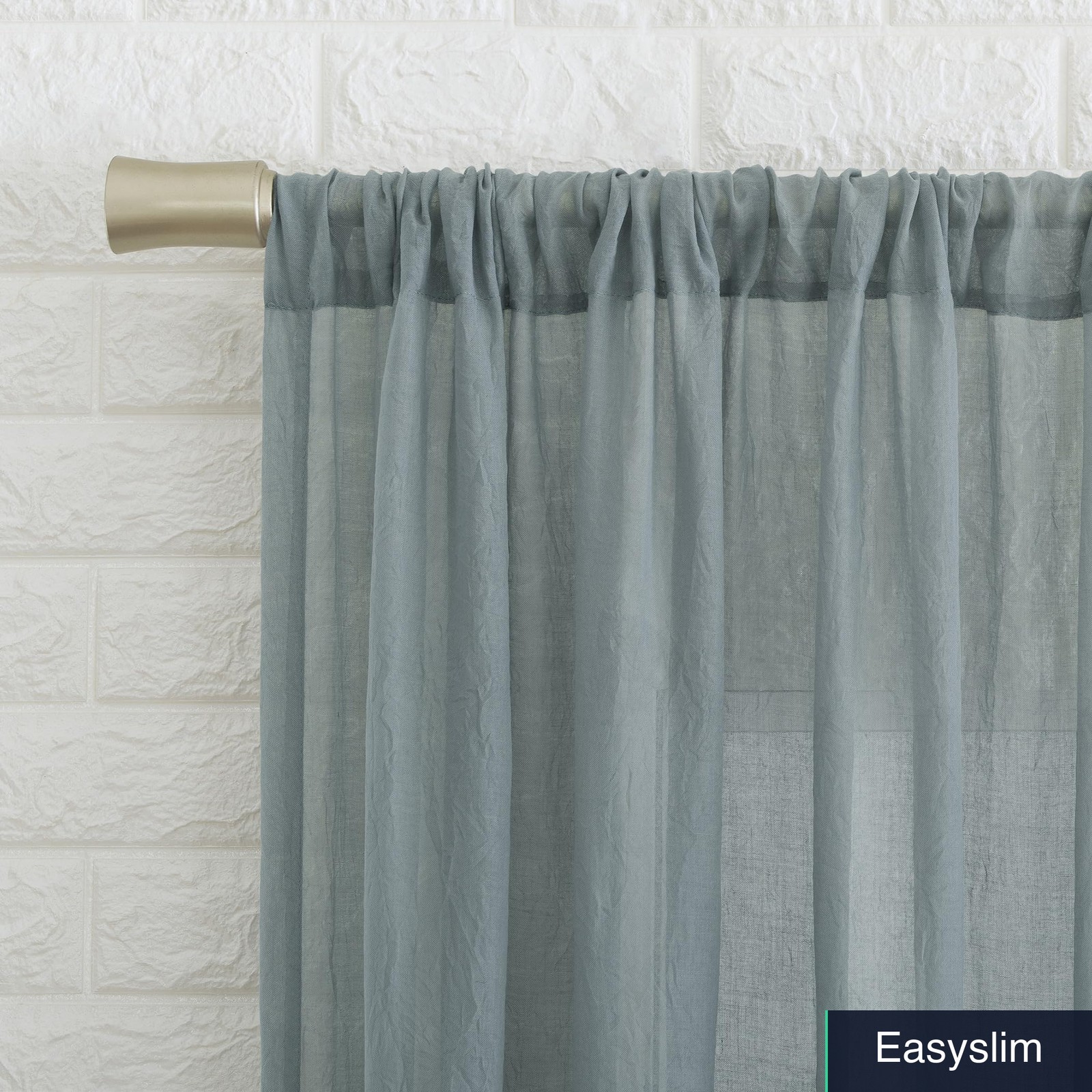 Curtain Panel 50×95 Harbor Blue Polyester Traditional Rod Pocket Semi-Sheer