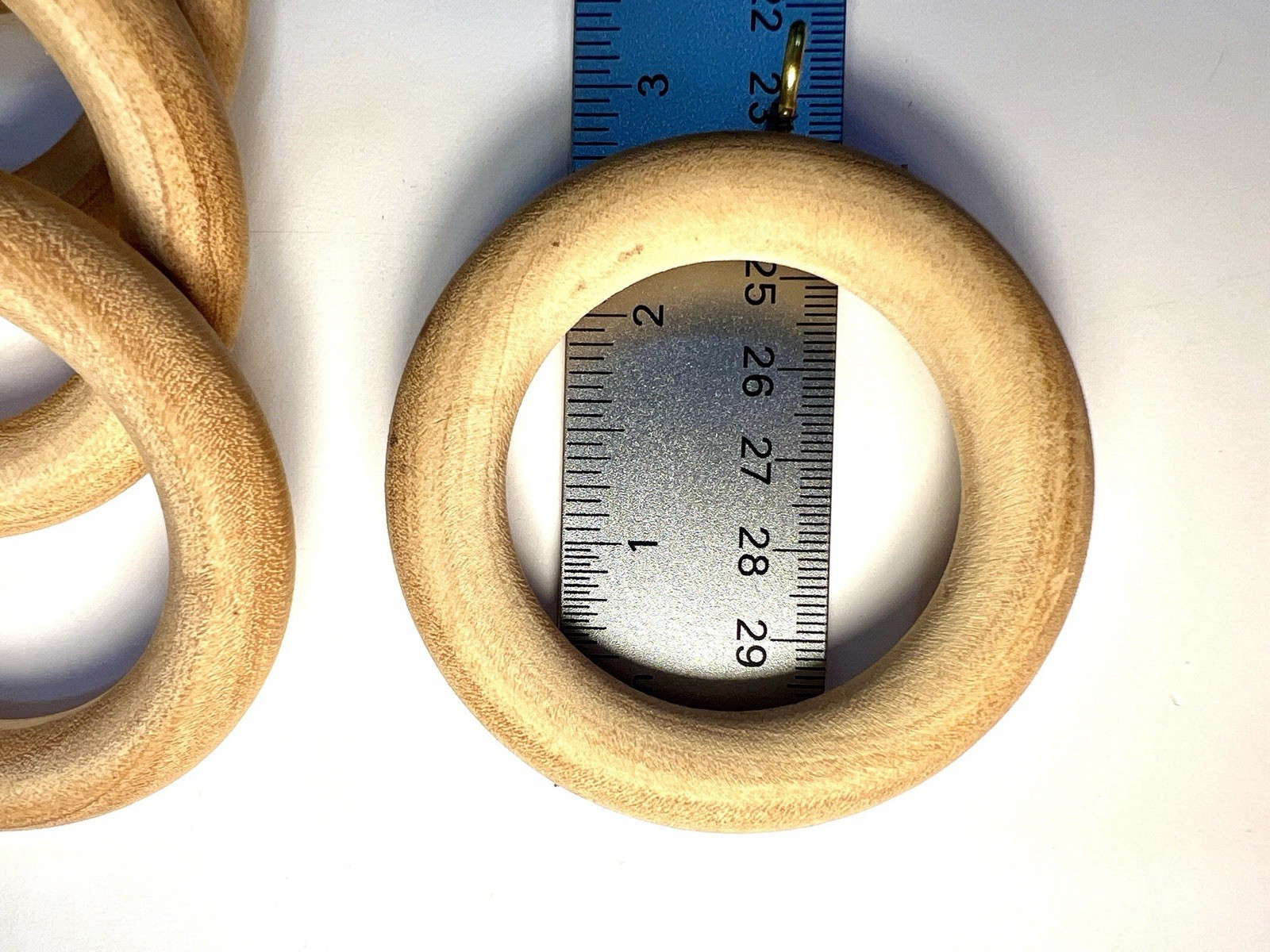 Set Of 30 Natural Wooden Curtain Rings~Gold Eye Hook 2.5” Stainable