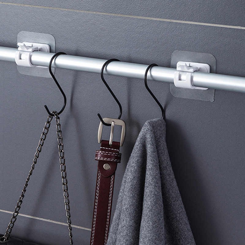 Curtain Rod Holder Self Adhesive Bracket Rod Holds Most Rods No Drilling 1-16pcs