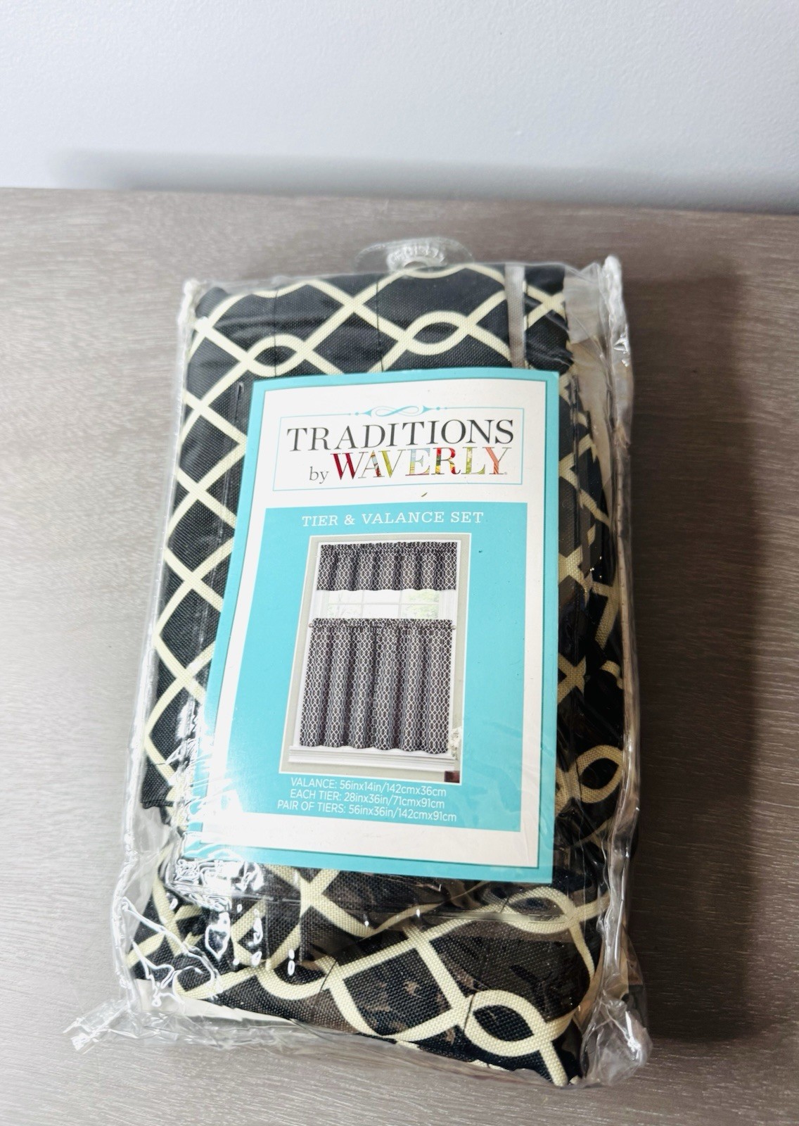 NIP Traditions By Waverly Window Curtain Ellis Tier And Valance Onyx Black