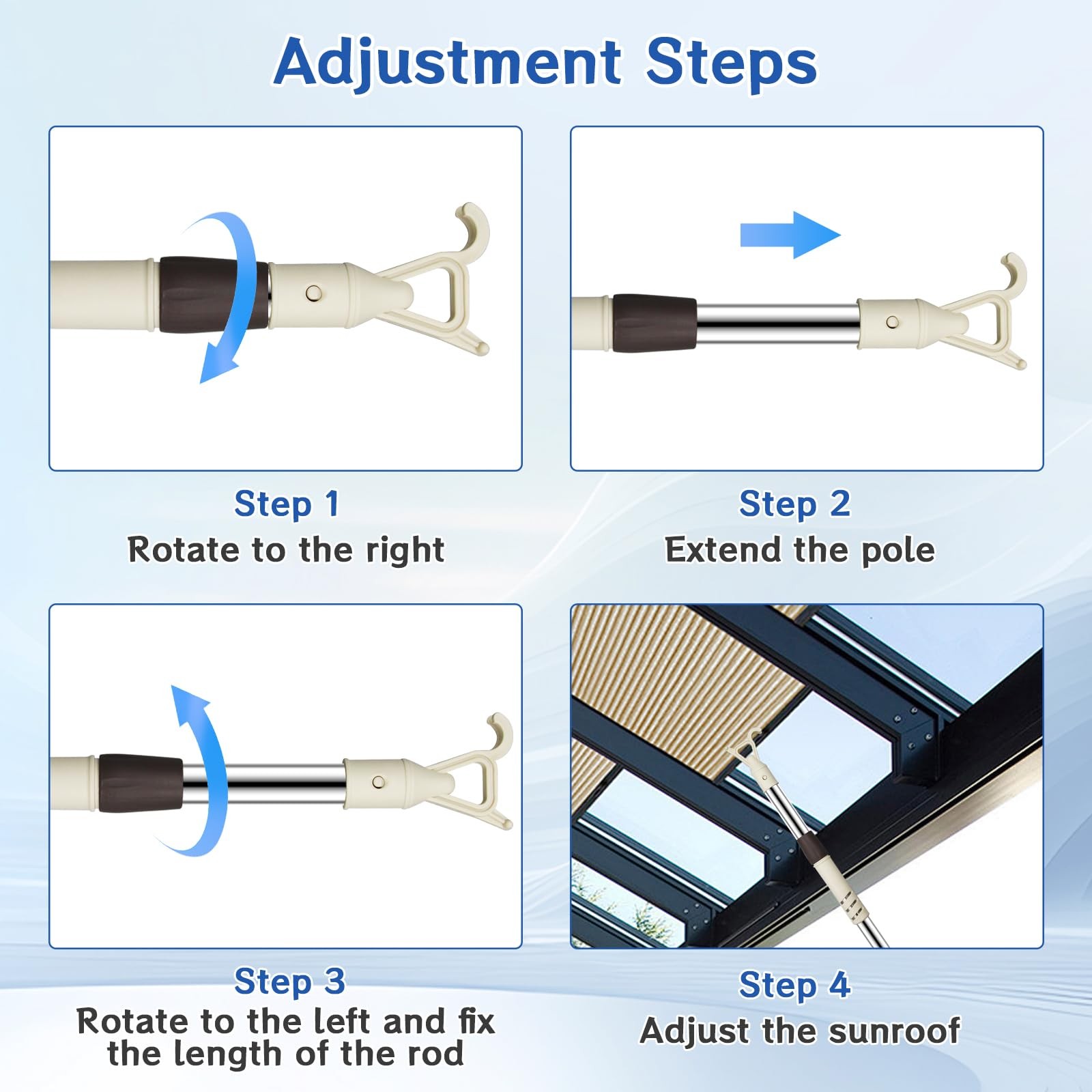 2Pcs Telescoping Skylight Rod Pole with Hook 46-80Inch Wand for Blinds Shutte…