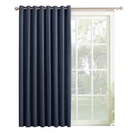 Sun Zero Barrow Grommet Sliding Patio Door Curtain Panel 100″ W x 84″ L Navy