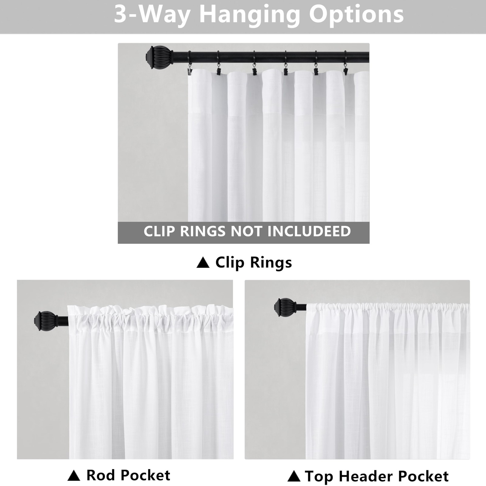 Solid White Curtains 54 Inch Length for Bedroom Rod Pocket Set of 2 Panels Fl…