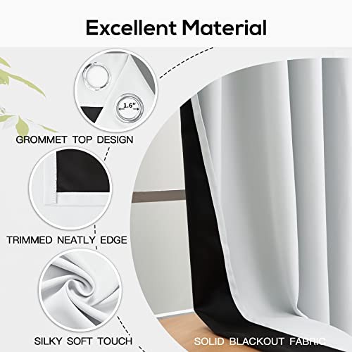 100% Blackout Curtains for Bedroom – Triple 52″W x 96″L (Pack of 2) Off White