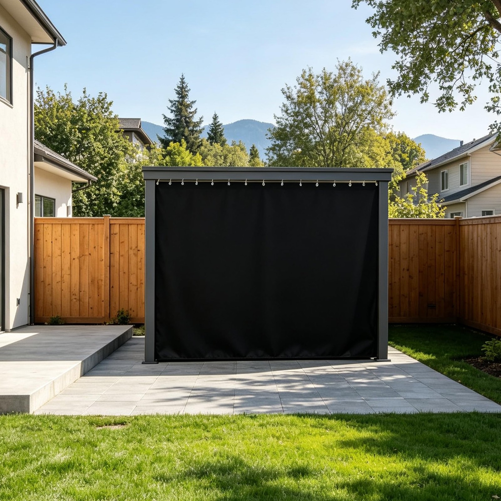 Sun Protection Panel Curtain Outdoor 8′ H x 9′ W 420D Oxford Fabric Thermal I…