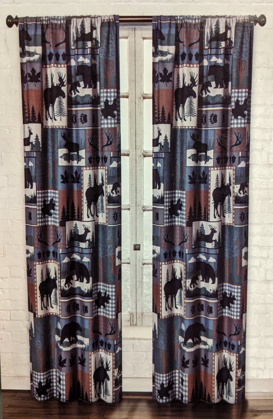 WOODLAND FOREST Wilderness Cabin Window Curtain Panel Pair, 84″ Long, by DeLeon