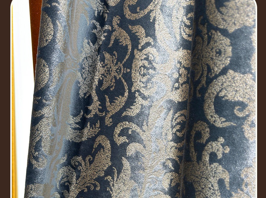 European grey bronzing embroidery flannel valance window curtain tulle M1911
