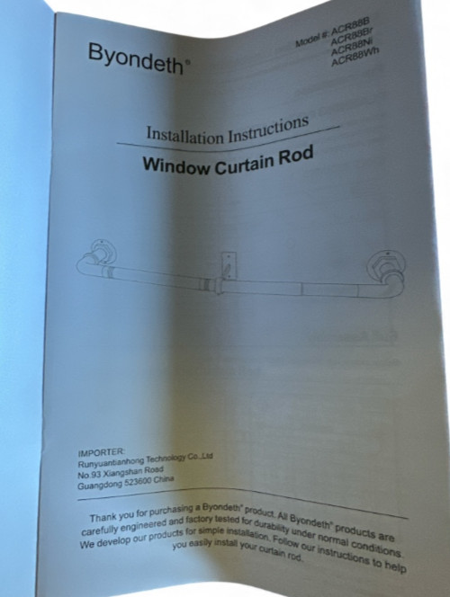 Byondeth ACR88B Window Curtain Rod Adjustable 1-Inch Diameter – Black