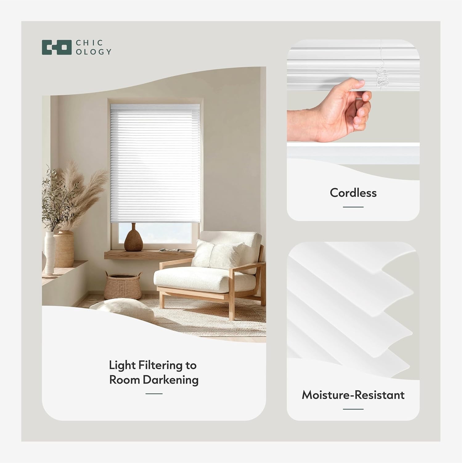 Cordless Blinds 78.75″x36″ – Light Filtering, Room Darkening