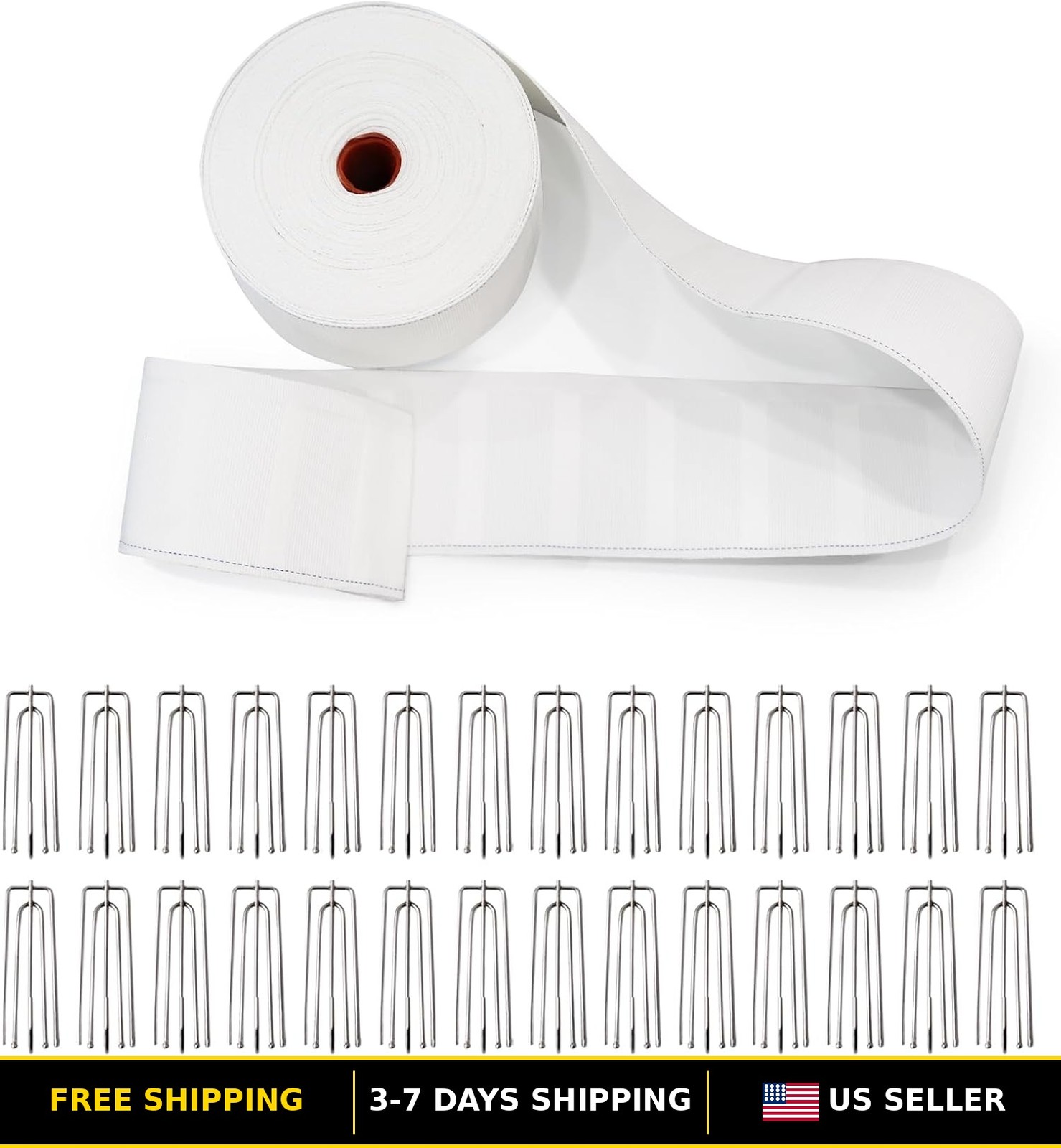15 Yard Curtain Pleat Tape with 75 Small Curtain Hooks for Easy Hanging
