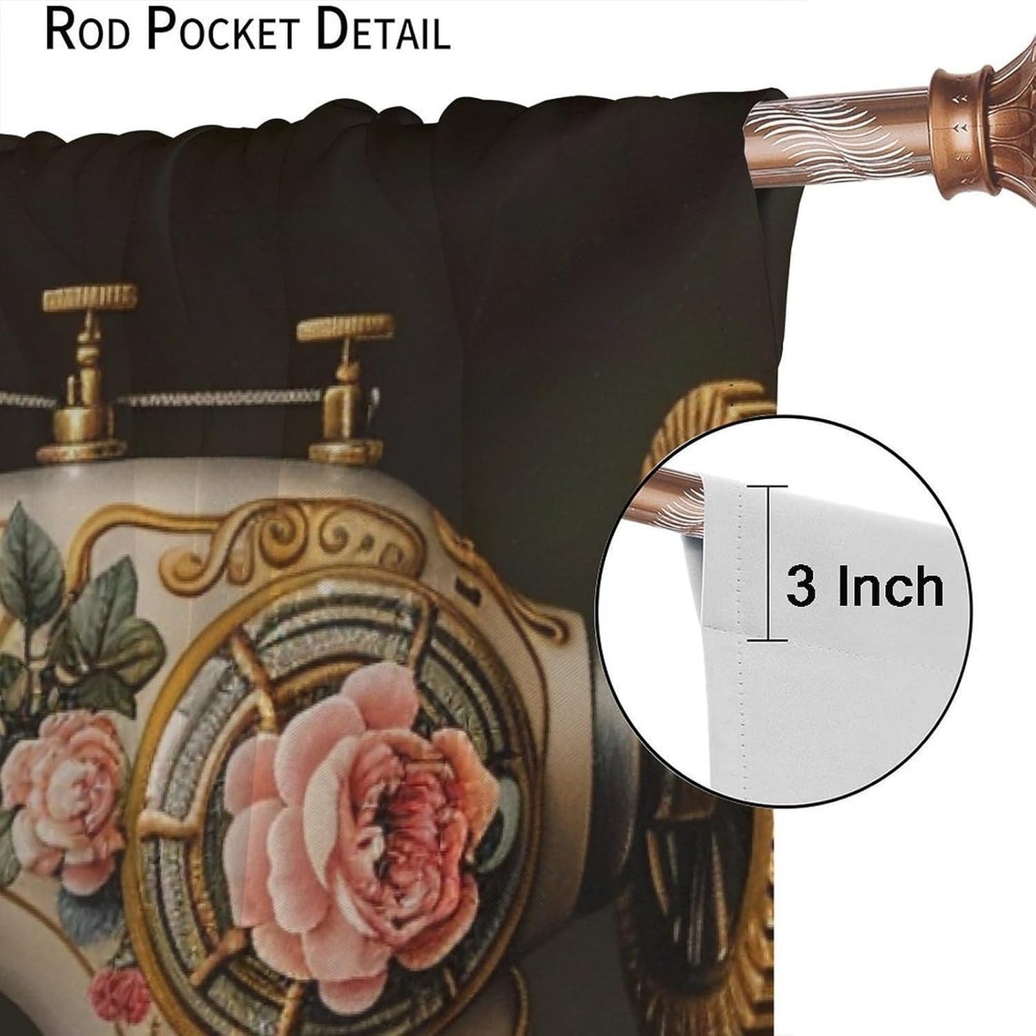 Victorian Style Blackout Curtains for Bedroom Living Room, Rod Pocket Sewing Mac