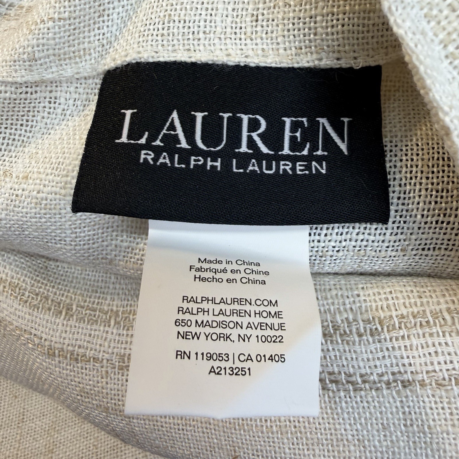 Ralph Lauren Window Curtains 2 Panels 54×96 Back Tab/Rod Linen Carlin Natural