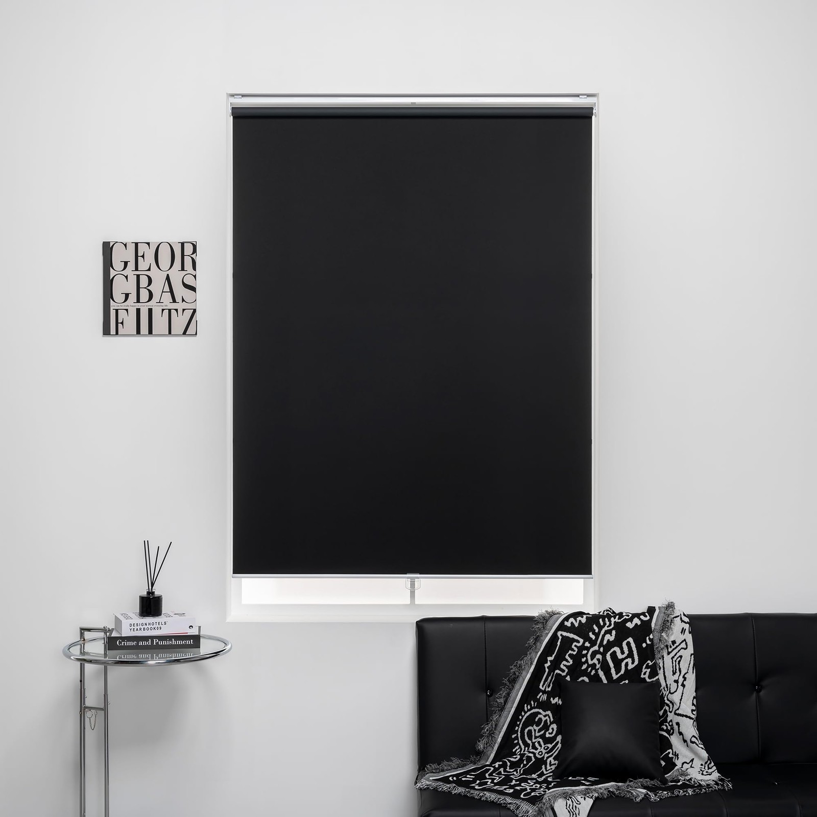 Cordless 100% Blackout Roller Shades for Windows and Doors, Pull Down Room Da…