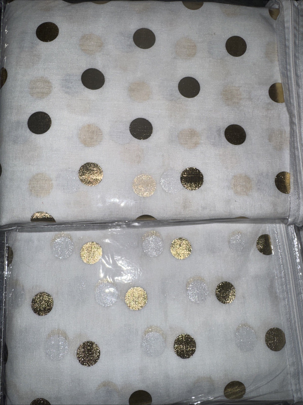Sheer Gold Foil Dot Curtain Panels