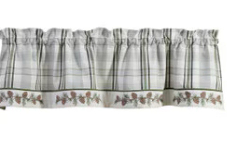 Ponderosa Pine Cone Bordered Country Cabin Cotton Unlined Valance 60″ x 14″