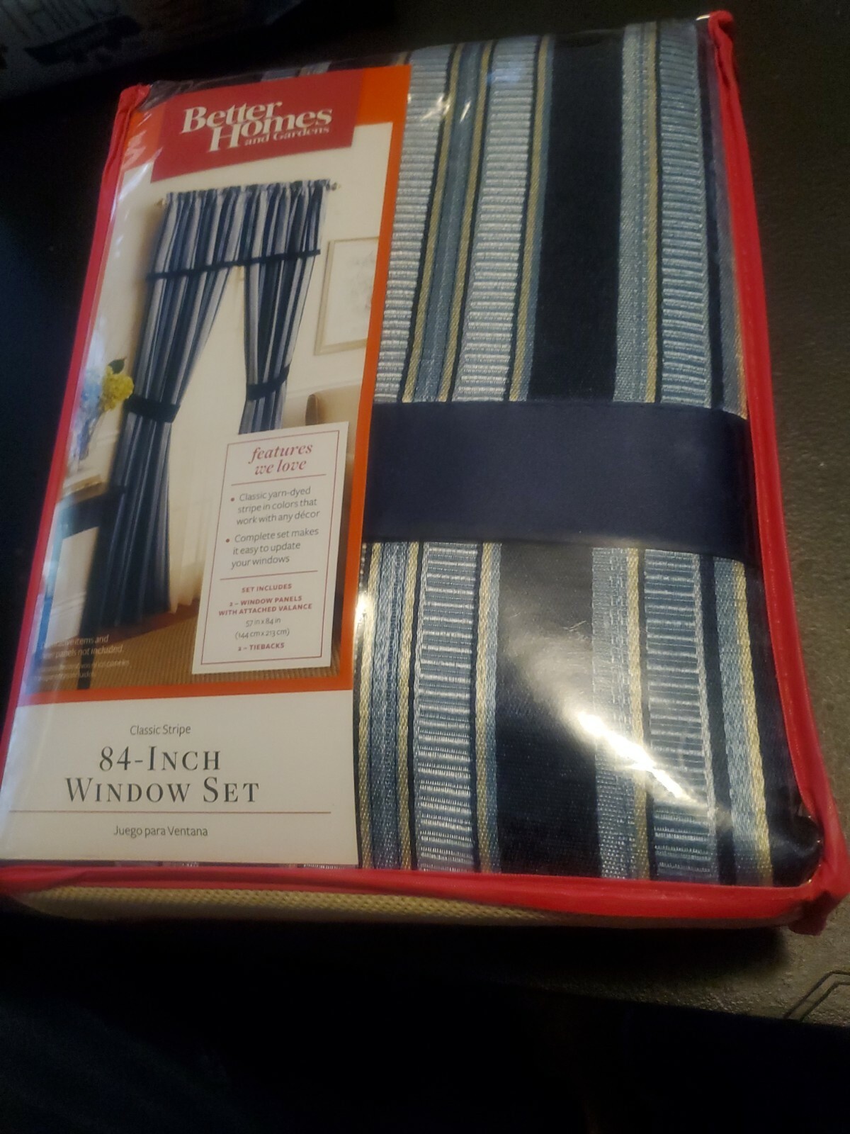Better Homes and Gardens® 84-Inch Classic Stripe Window Curtain w/Valance Set