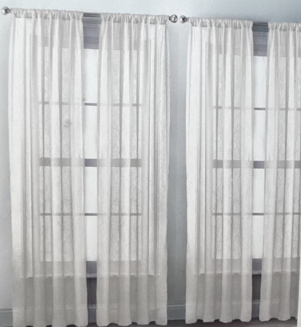 4 Peri Home Crushed Voile White Sheer Rod Pocket Panels (2 Pair) 51″ x 96″ NIP