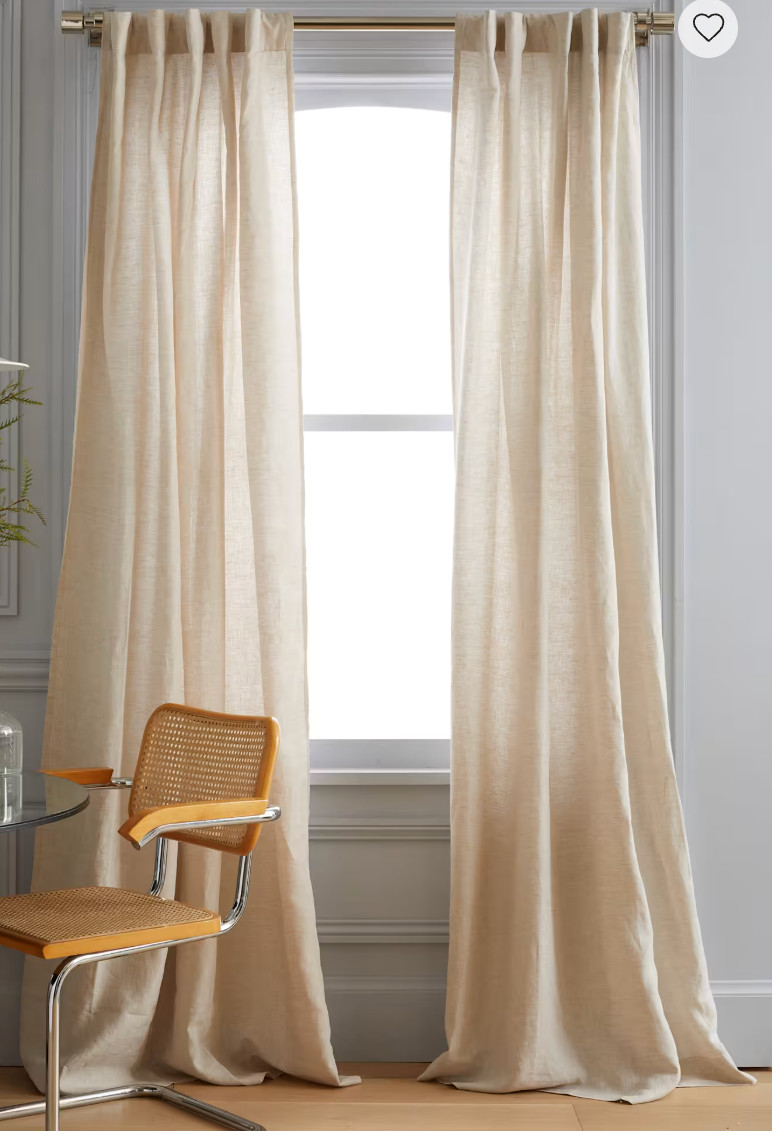 QUINCE European Linen Curtain Panel Natural Flax 48×108 Single