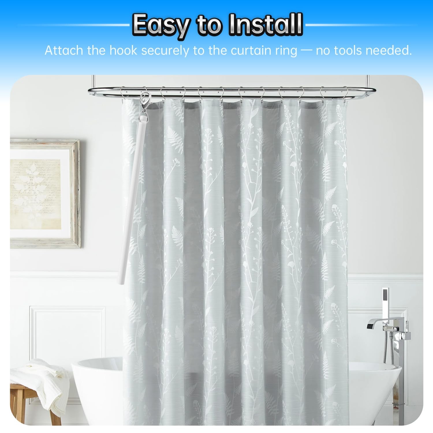 4 Pack 12″ Clear Acrylic Curtain Pull Rod with Hook, 12″-4 Pack,