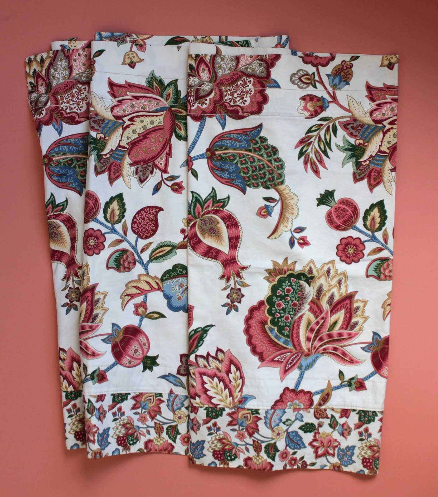 Custom Jacobean Floral Knightsbridge Valance 77×23 Dual Header Vintage 1990s
