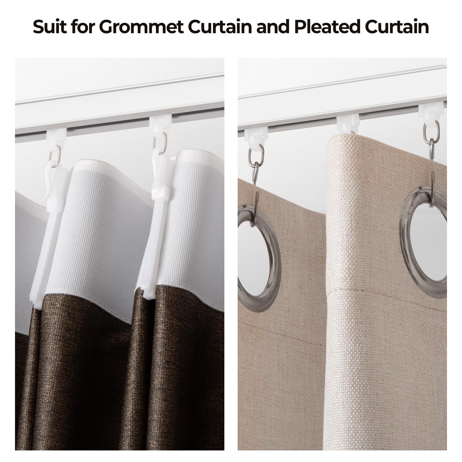 Curtain Track, Ceiling Curtain Track with Roller Hooks, Ceiling Mount Rail Se…