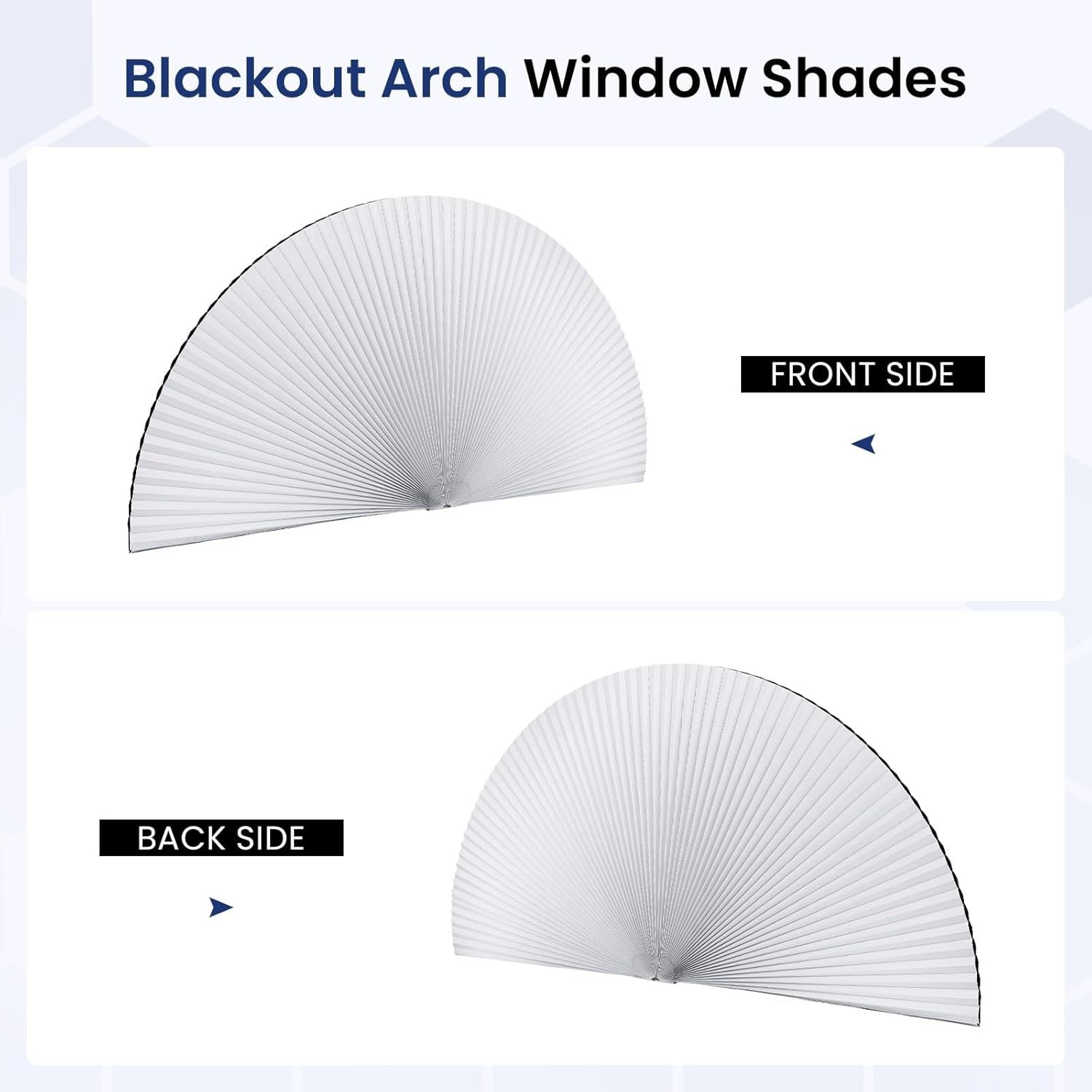 Blackout Window Shades Honeycomb Blinds for Half Circle Windows 24×48 White