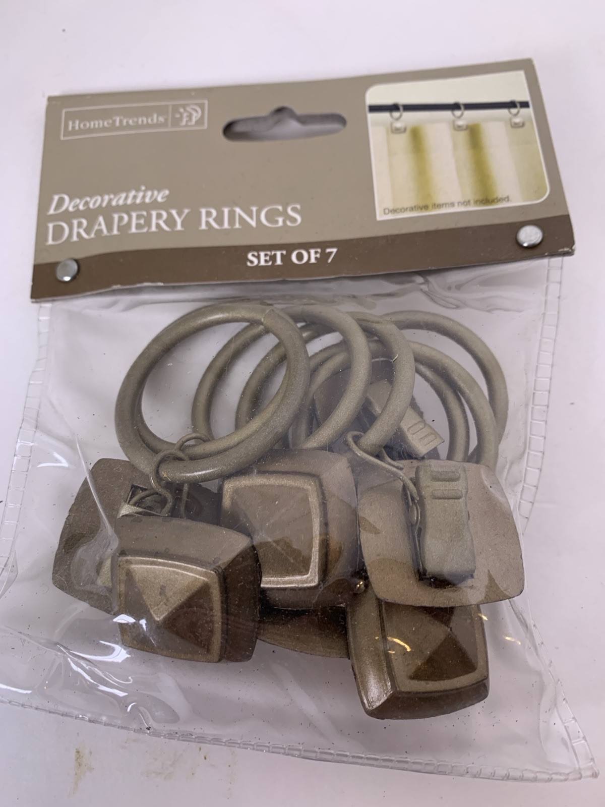 1″ Clip Drapery Rings Brass Set of 7 Art Deco Styling Home Trends